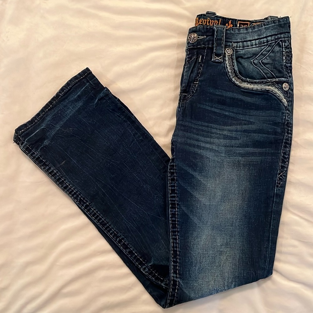 ROCK REVIVAL BOOTCUT BOUE JEANS
